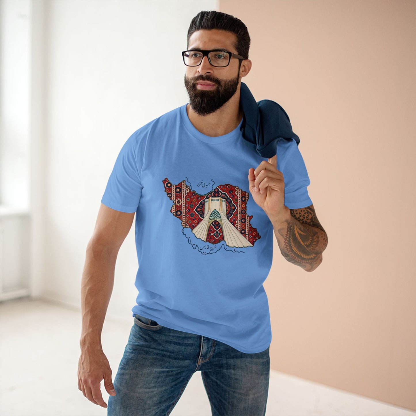 ItsBeniTeam™ | IRAN MAP | Persian Carpet & Azadi Tower | Premium Heritage T-Shirt