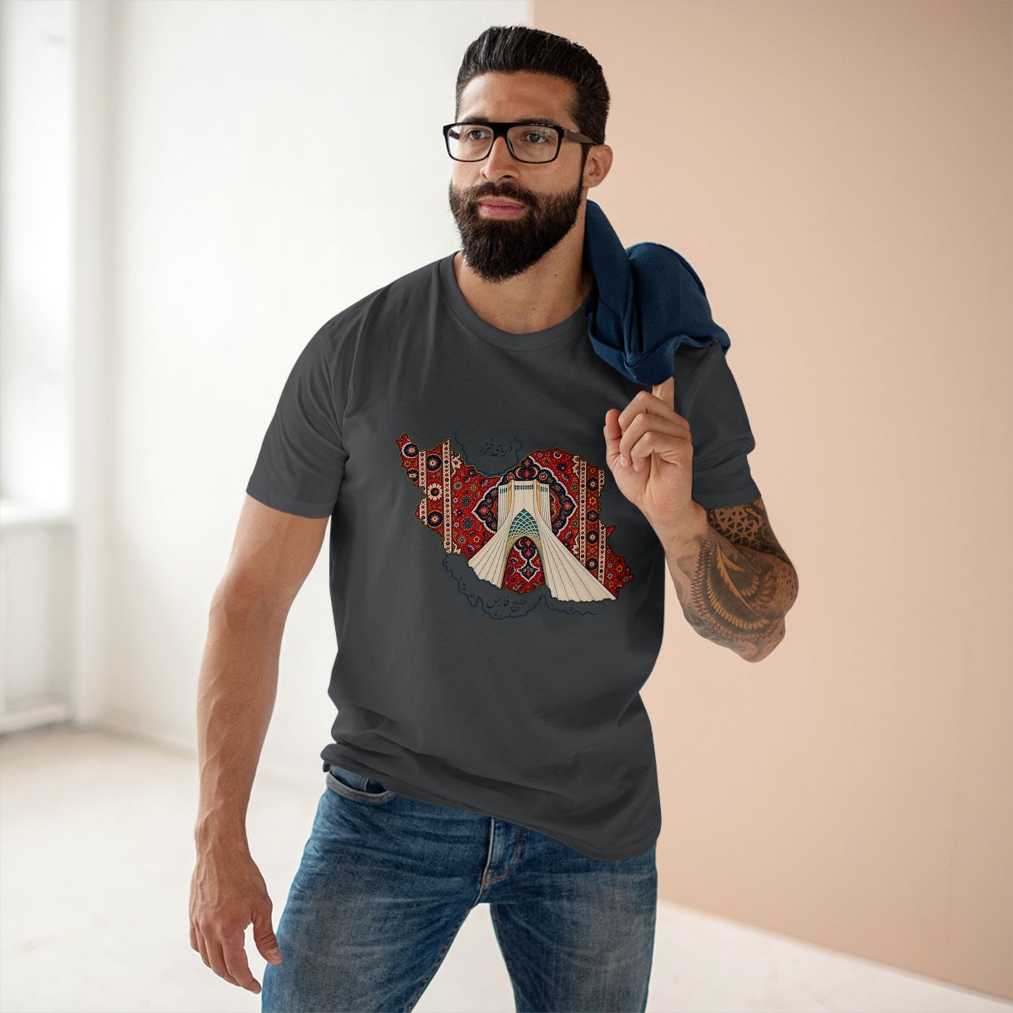 ItsBeniTeam™ | IRAN MAP | Persian Carpet & Azadi Tower | Premium Heritage T-Shirt