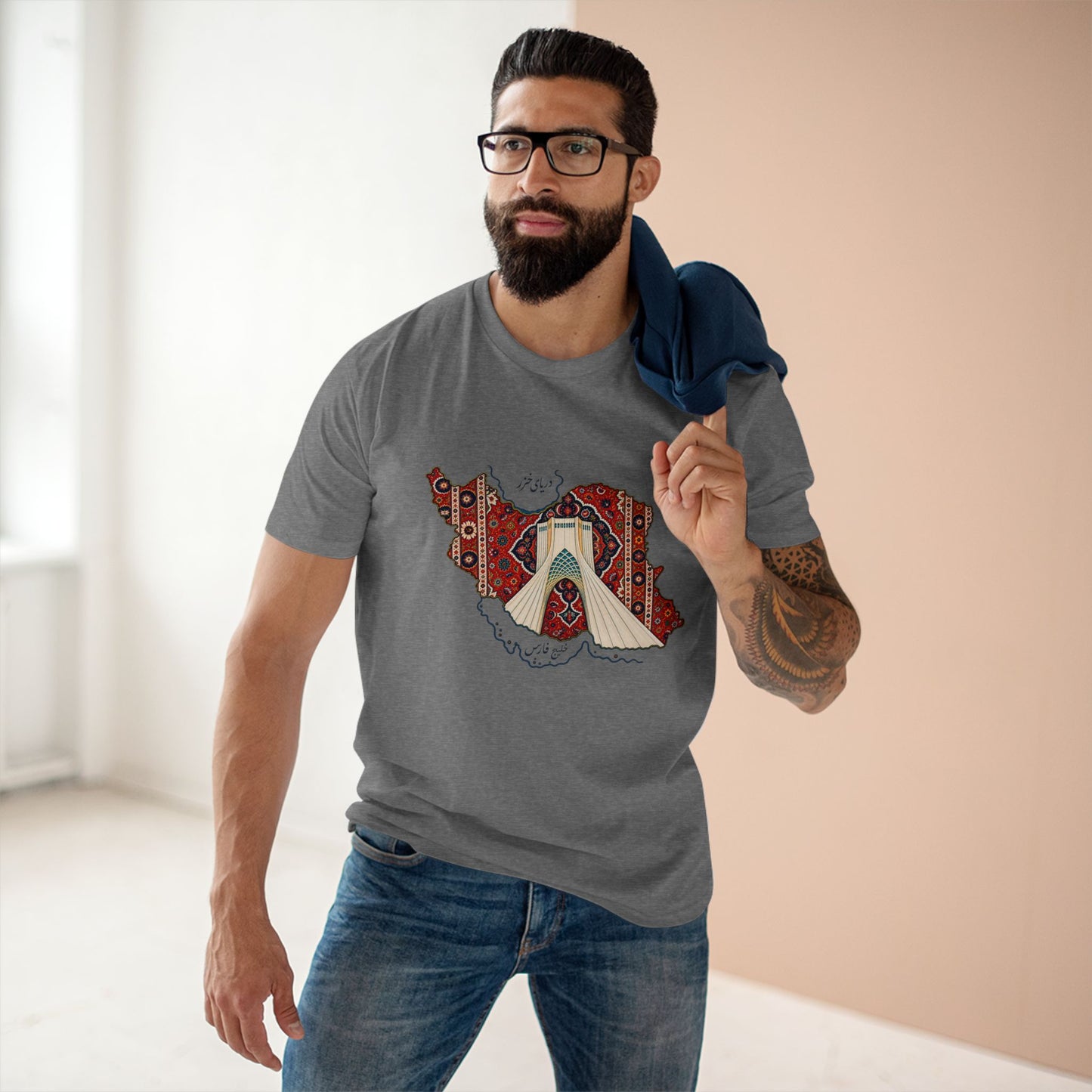 ItsBeniTeam™ | IRAN MAP | Persian Carpet & Azadi Tower | Premium Heritage T-Shirt